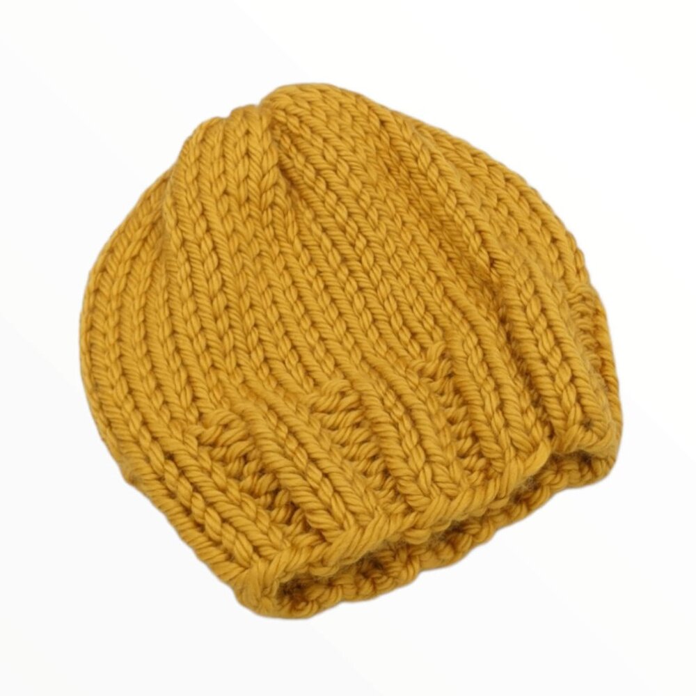 Handmade Knit Hat - Yellow/Gold - Unisex
